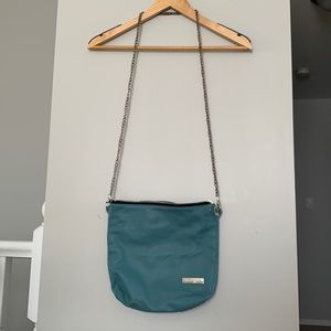 Teal chain cross body purse